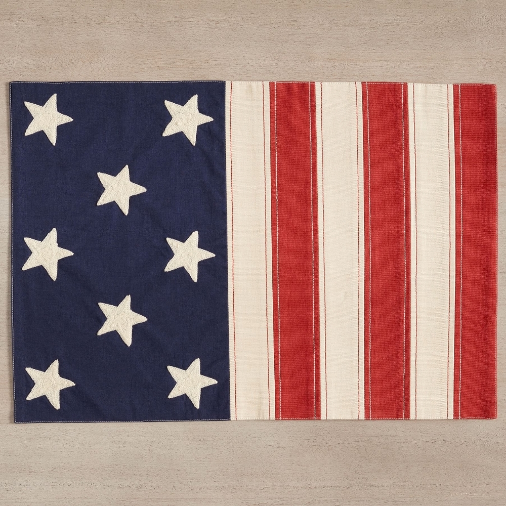 Pottery Barn American Flag Cotton Placemats, Set of 3, USA, Stars & Stripes